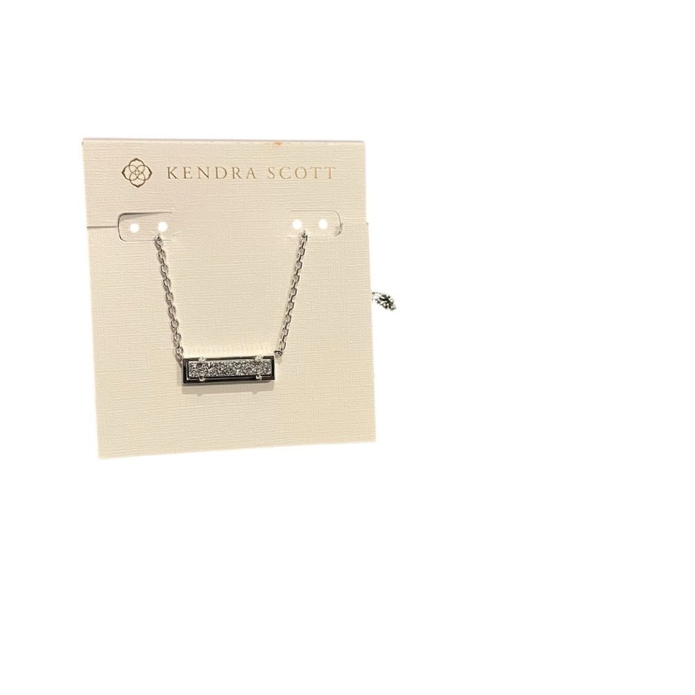 NWT, Kendra Scott Leanor Silver Short Pendant Necklace  in Platinum Drusy - Picture 11 of 12